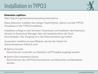 TYPO3 Dokumentation mit ReStructuredText