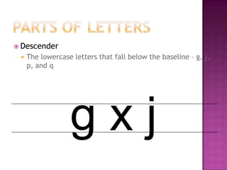 Use if you have lots of type you want people to actually read:SerifSerifs on lowercase letters are slantedOldstyleDiagonal stressGoudyThick/thin transition in strokes