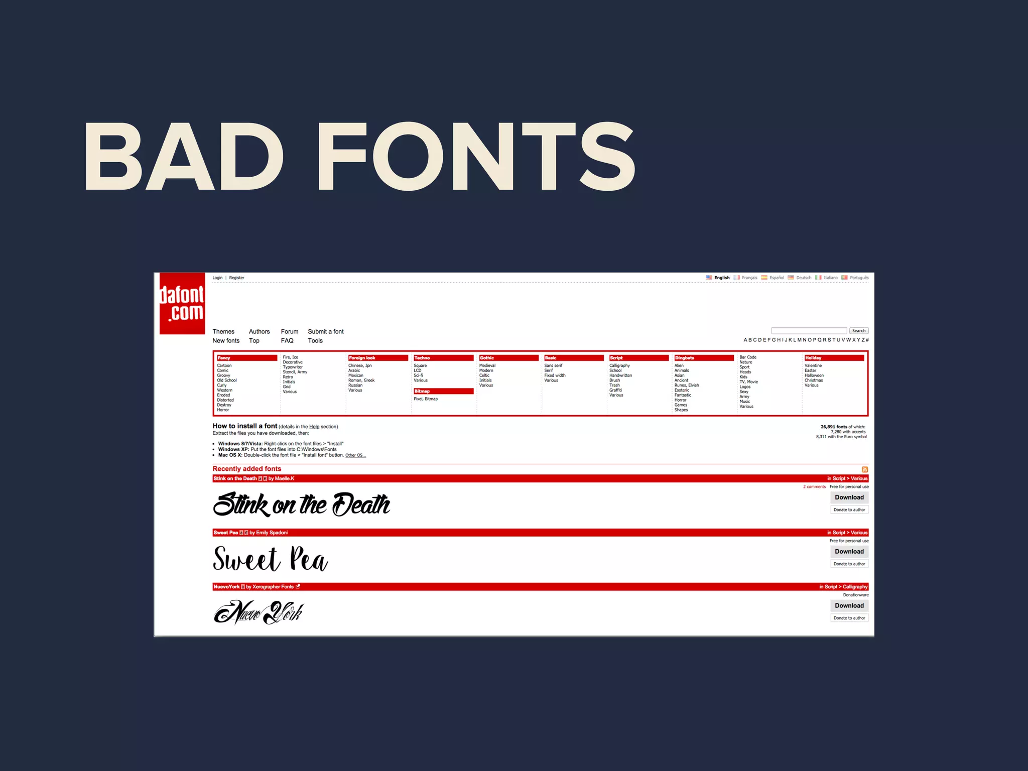 BAD FONTS
 