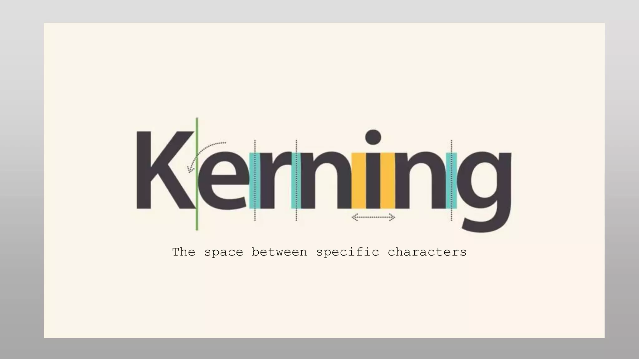 The space between specific characters
 