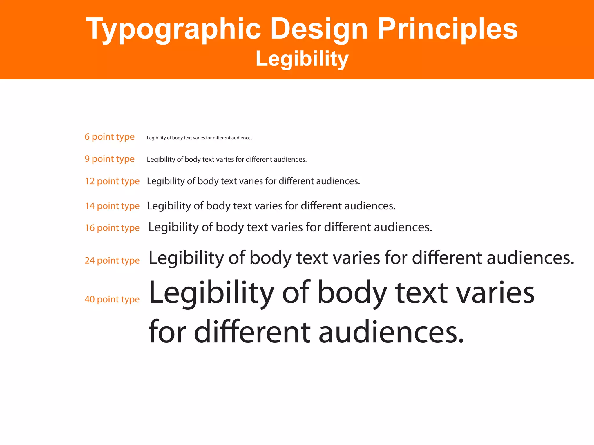 Typographic Design Principles
           Legibility
 
