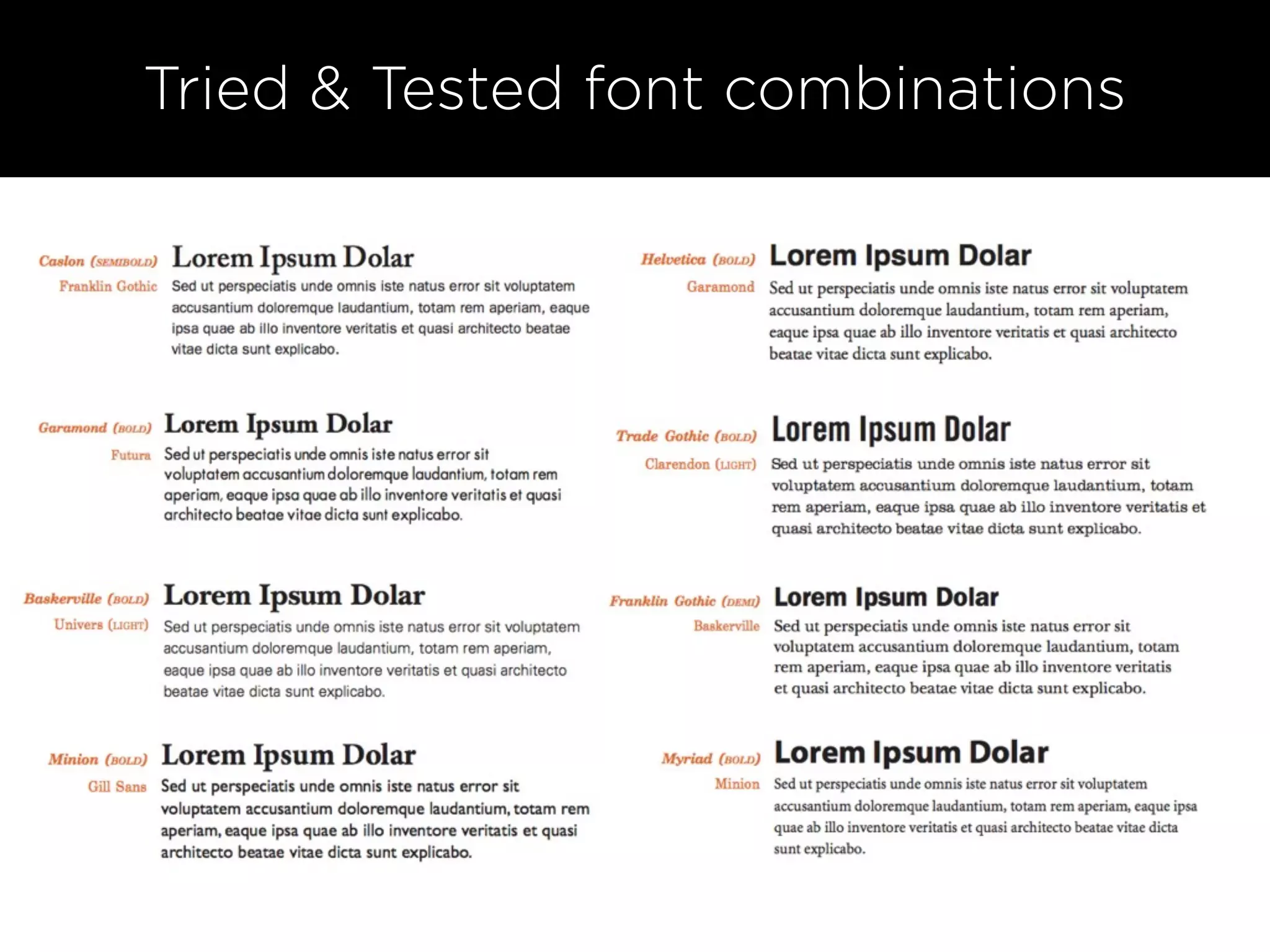 Tried & Tested font combinations
 