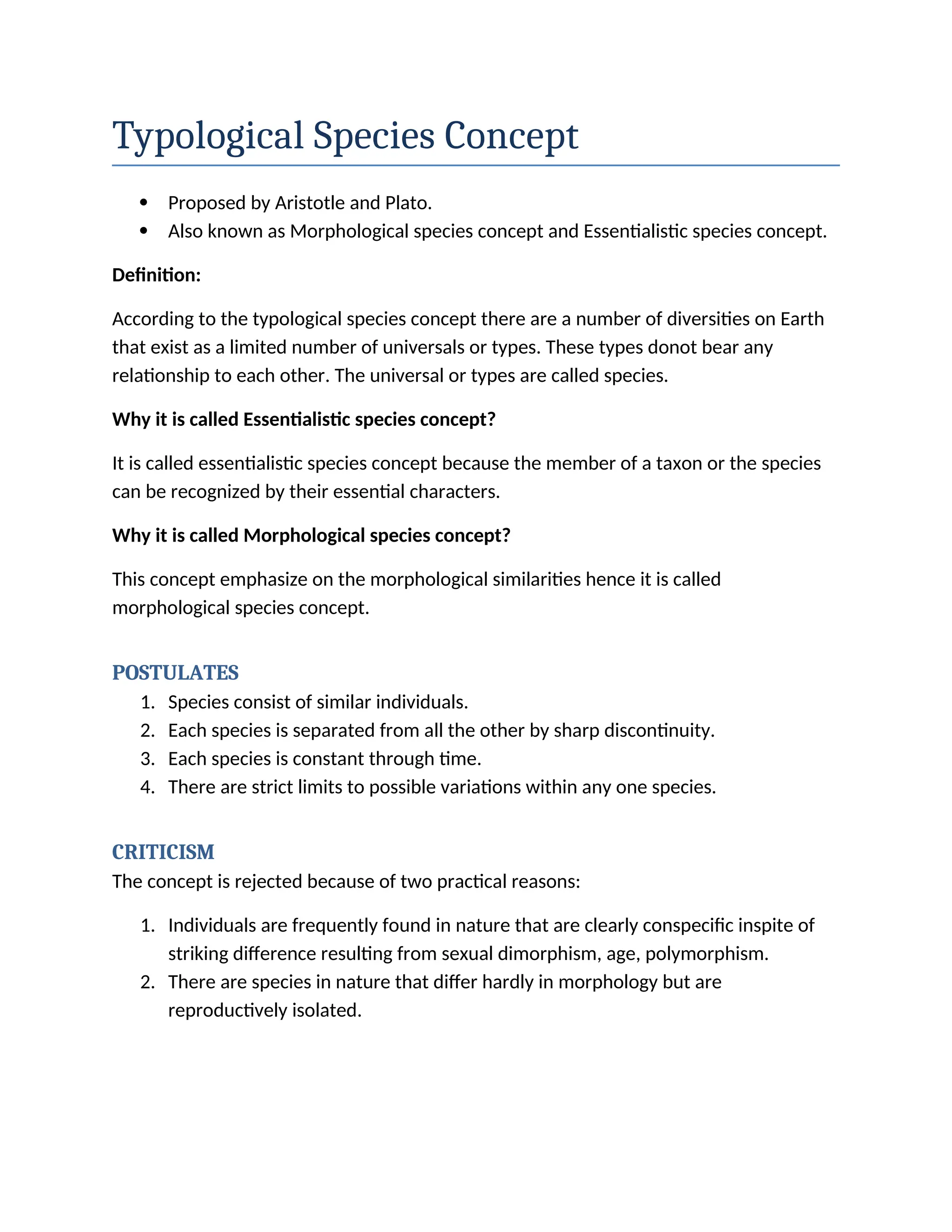 Typological Species Concept - NOMINALISTIC SPECIES CONCEPT.docx