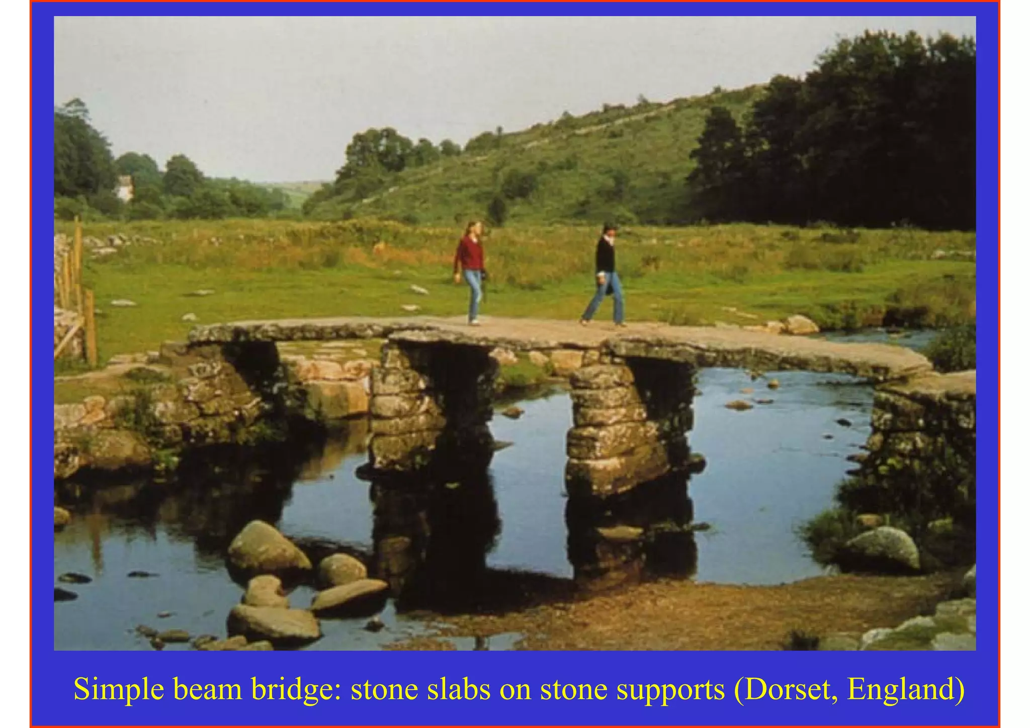 Simple beam bridge: stone slabs on stone supports (Dorset, England)
 