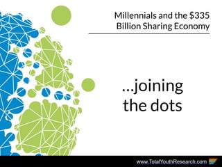 www.TotalYouthResearch.com
Millennials and the $335
Billion Sharing Economy
…joining
the dots
 