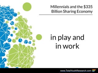 www.TotalYouthResearch.com
Millennials and the $335
Billion Sharing Economy
in play and
in work
 
