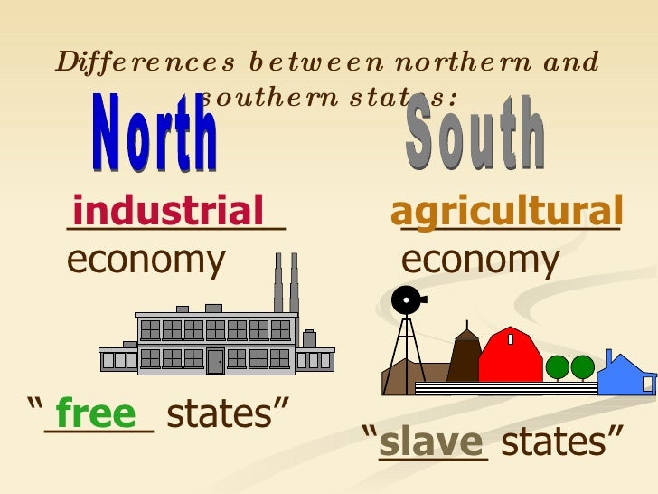 Image result for industrial north vs agricultural south