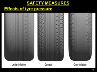 SAFETY MEASURES
45
Effects of tyre pressure
 