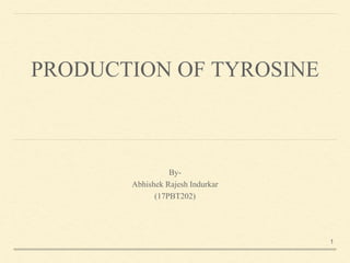 PRODUCTION OF TYROSINE
By-
Abhishek Rajesh Indurkar
(17PBT202)
1
 