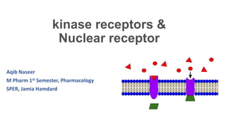 kinase receptors &
Nuclear receptor
Aqib Naseer
M Pharm 1st Semester, Pharmacology
SPER, Jamia Hamdard
 