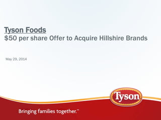 Tyson Foods
$50 per share Offer to Acquire Hillshire Brands
May 29, 2014
 