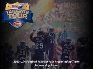 Heads Up Football
2013 USA Football Tailgate Tour Presented by Tyson
Sponsorship Recap
 