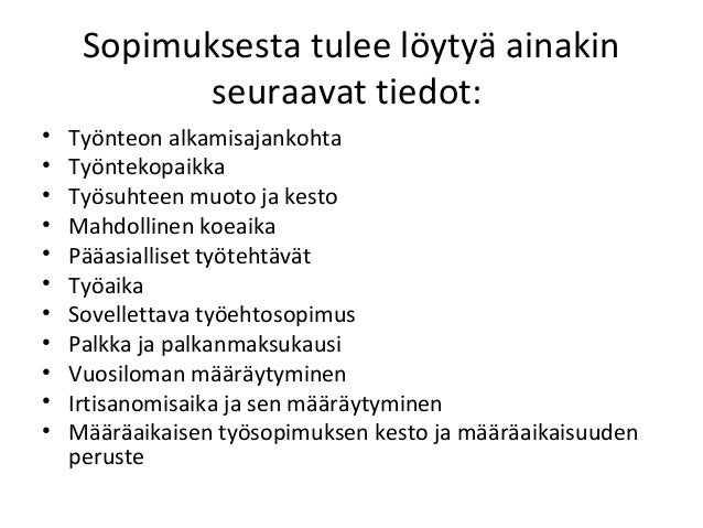 Työsopimus koeaika Työsopimus koeaika