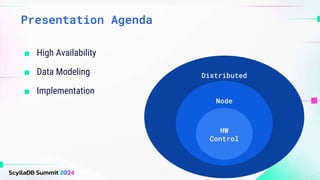 ■ High Availability
■ Data Modeling
■ Implementation
Presentation Agenda
Vestibulum congue
Distributed
Node
HW
Control
 