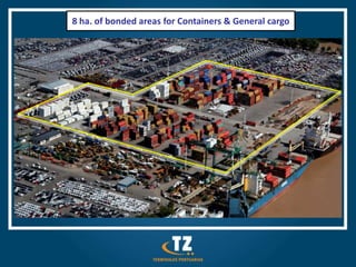 8 ha. of bonded areas for Containers & General cargo
 