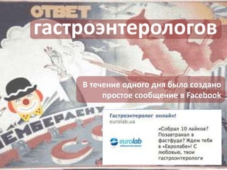 гастроэнтерологовВ течение одного дня было создано простое сообщение в Facebook
