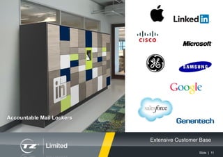 Slide | 11
Extensive Customer Base
Accountable Mail Lockers
 