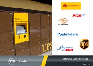 Slide | 15
Extensive Customer Base
Postal and Logistics
 