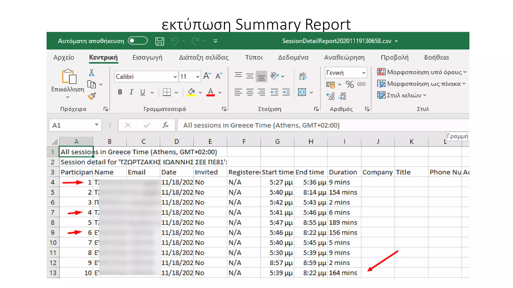 εκτύπωση Summary Report
 