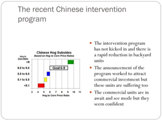 The recent Chinese intervention
program
 The intervention program
has not kicked in and there is
a rapid reduction in backyard
units
 The announcement of the
program worked to attract
commercial investment but
these units are suffering too
 The commercial units are in
await and see mode but they
seem confident
 