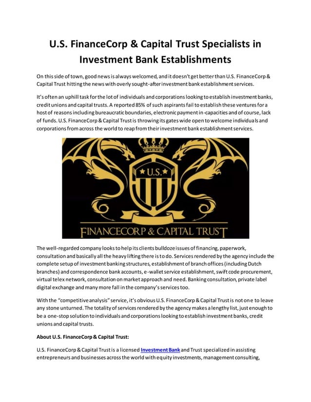 investment bank for sale PDF