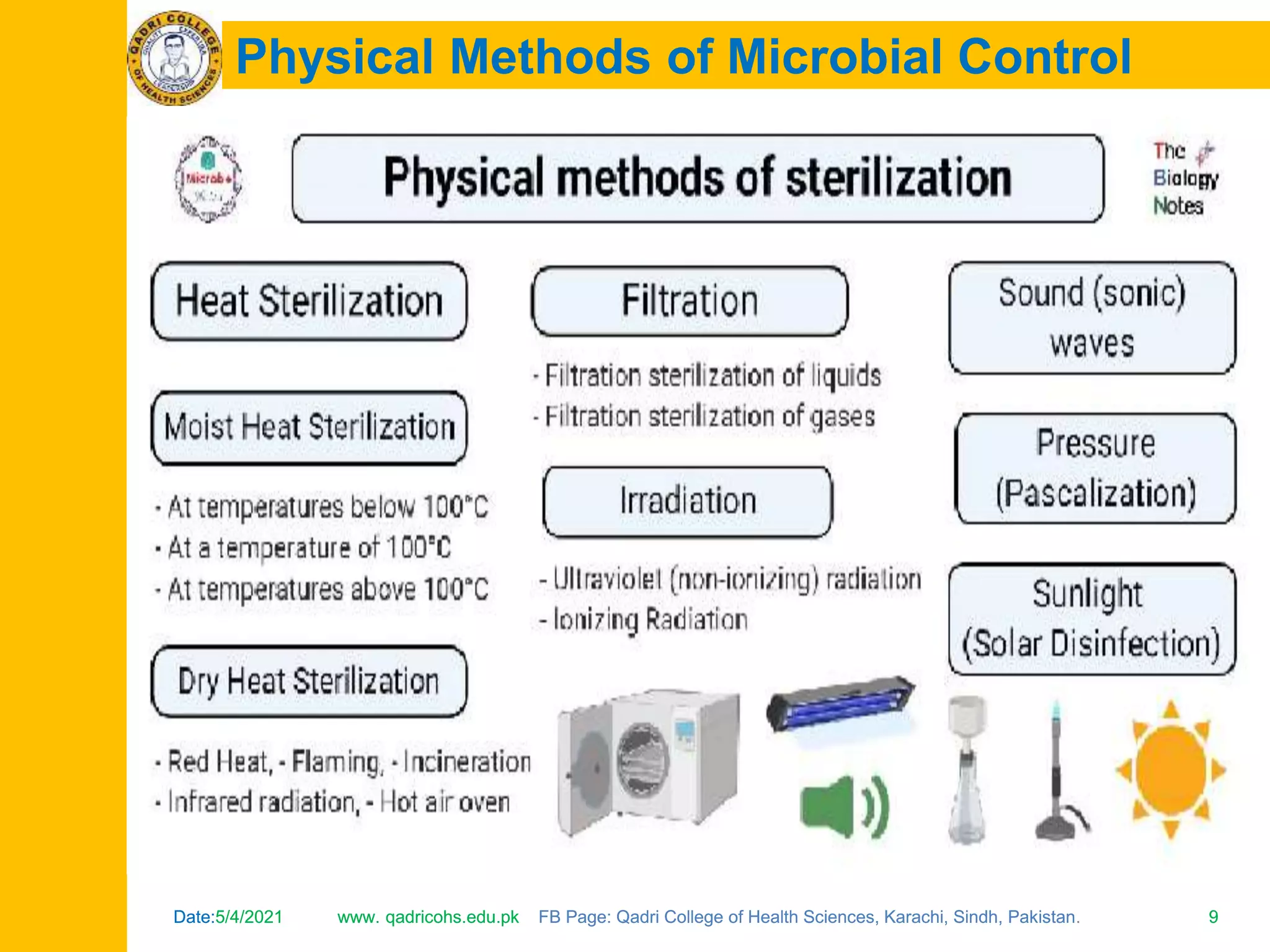 Control of microbial growth using Physical & Chemical Methods | PPTX