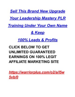 Your Leadership Mastery PLR Training Under Your Own Name & Keep 100% Leads & Profits