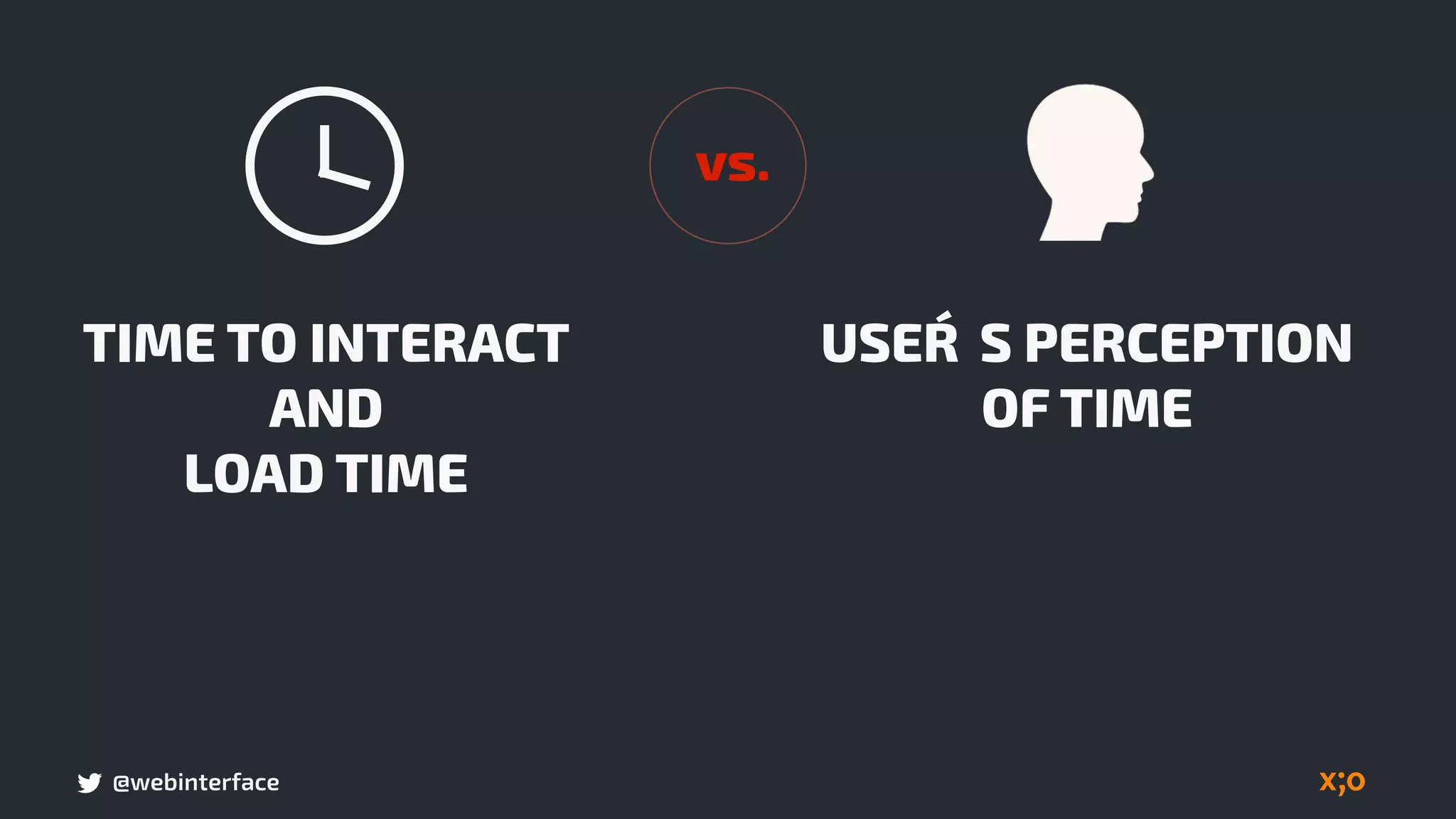 @webinterface
TIME TO INTERACT 
AND 
LOAD TIME
USER´ S PERCEPTION  
OF TIME
vs.
 
