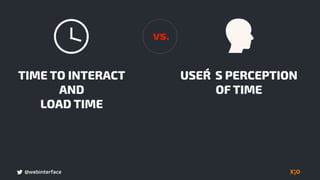 @webinterface
TIME TO INTERACT 
AND 
LOAD TIME
USER´ S PERCEPTION  
OF TIME
vs.
 