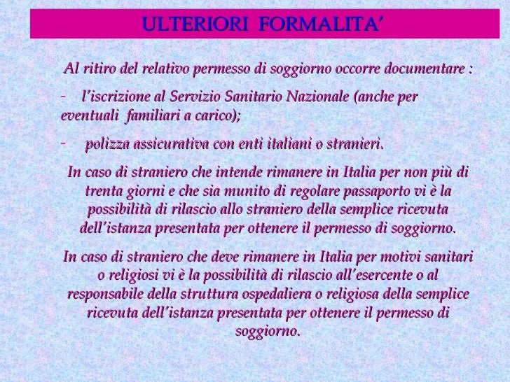 U.d.1 ingresso e soggiorno dello straniero Ritiro del permesso di soggiorno