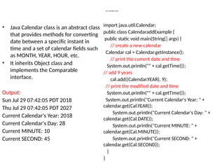 Calendar Class Java Program Hackerrank U-III Prt-2.pptx0 for Java and hardware coding... | PPTX