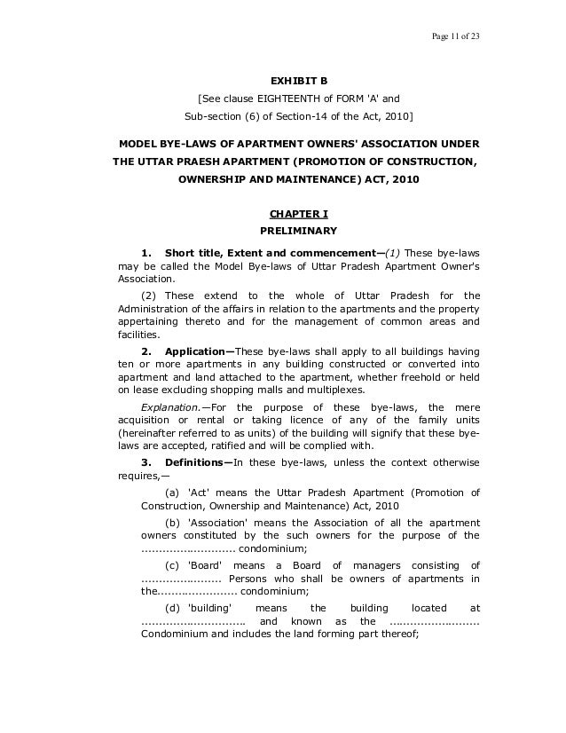 U.P. APARTMENT RULES 2010