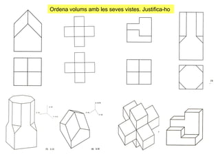 Ordena volums amb les seves vistes. Justifica-ho 