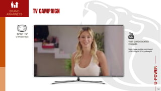 TV CAMPAIGN
VISIT OUR DEDICATED
CHANNEL
SPOT TV
U-Power Man
https://www.youtube.com/channel
/UCKUJPDgGK-YF7m_zvMewgKA
U-POWER
14
BRAND
AWARNESS
 