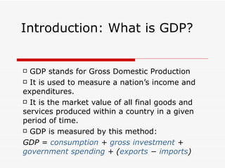 Gdp Introduction U.S Gdp | PPT