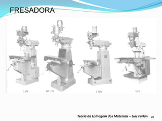 28 
Teoria da Usinagem dos Materiais – Luiz Furlan 
FRESADORA  