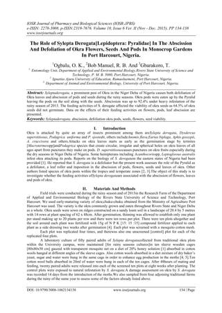 The Role of Sylepta Derogata[Lepidoptera: Pyralidae] In The Abscission ...