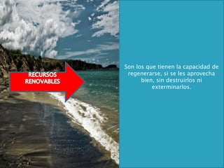Son los que tienen la capacidad de
regenerarse, si se les aprovecha
bien, sin destruirlos ni
exterminarlos.
 