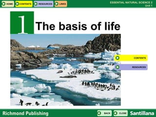 The basis of life CONTENTS RESOURCES 