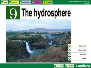 The hydrosphere  CONTENTS RESOURCES LINKS HOME RESOURCES CONTENTS CLOSE BACK ACTIVITY LINKS ACTIVITY 
