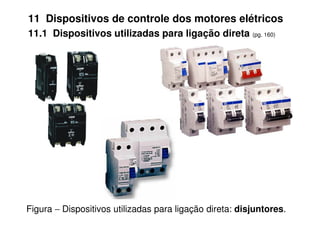 11 Dispositivos de controle dos motores elétricos
11.1 Dispositivos utilizadas para ligação direta (pg. 160)
Figura − Dispositivos utilizadas para ligação direta: disjuntores.
 