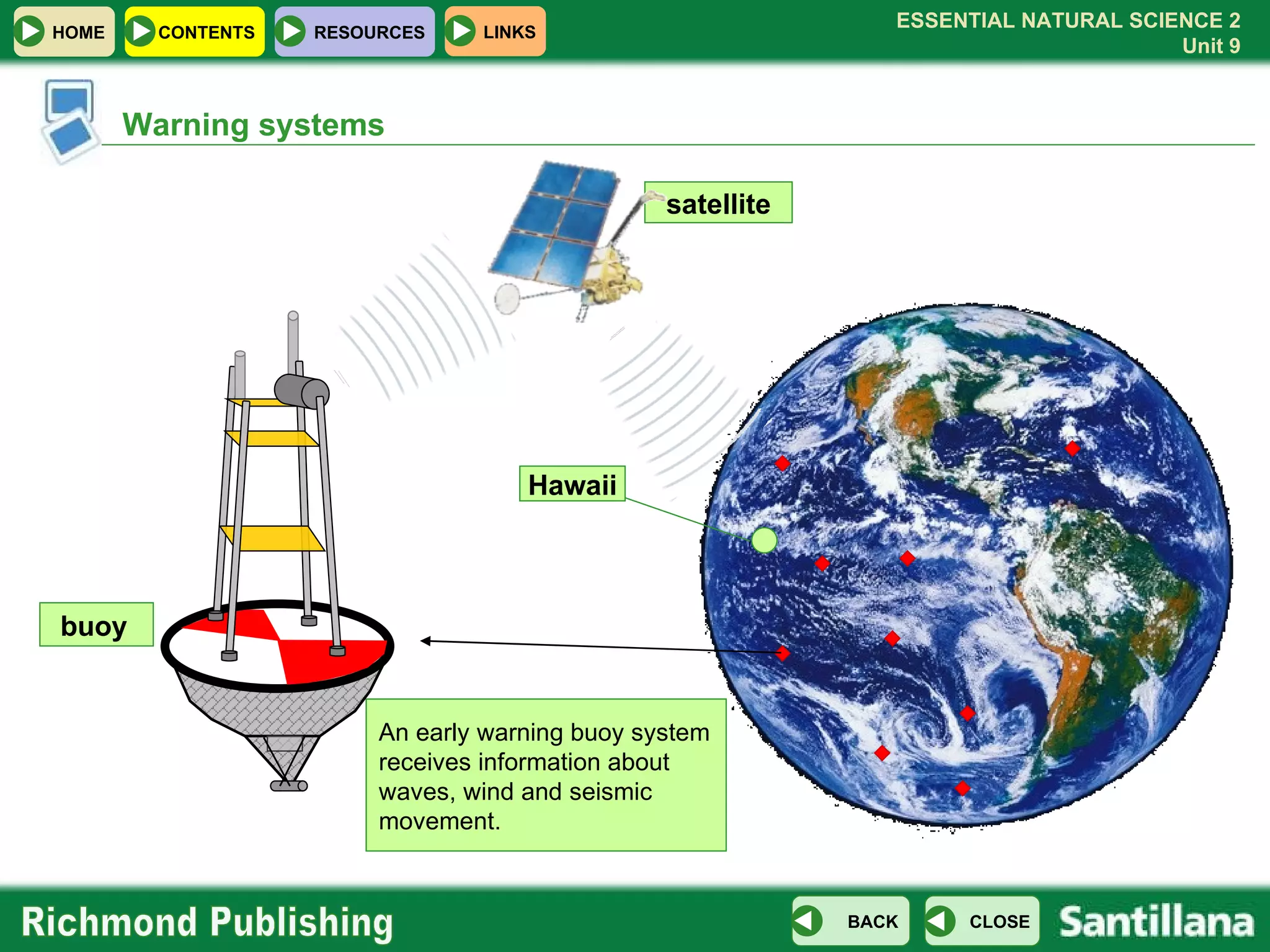 satellite An early warning buoy system receives information about waves, wind and seismic movement. Warning systems buoy Hawaii 