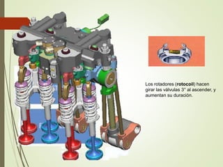 Los rotadores (rotocoil) hacen 
girar las válvulas 3° al ascender, y 
aumentan su duración. 
 