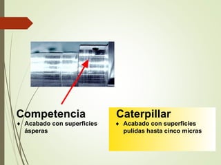 Competencia 
 Acabado con superficies 
ásperas 
Caterpillar 
 Acabado con superficies 
pulidas hasta cinco micras 
 