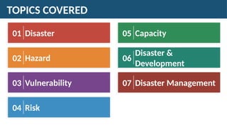 Topic Disaster Management Comprehensive Disaster Management: Concepts, Risks, and Response ...