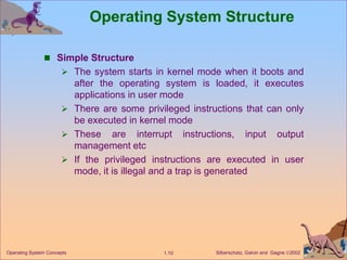 Silberschatz, Galvin and Gagne 2002
1.10
Operating System Concepts
Operating System Structure
 Simple Structure
 The sy...