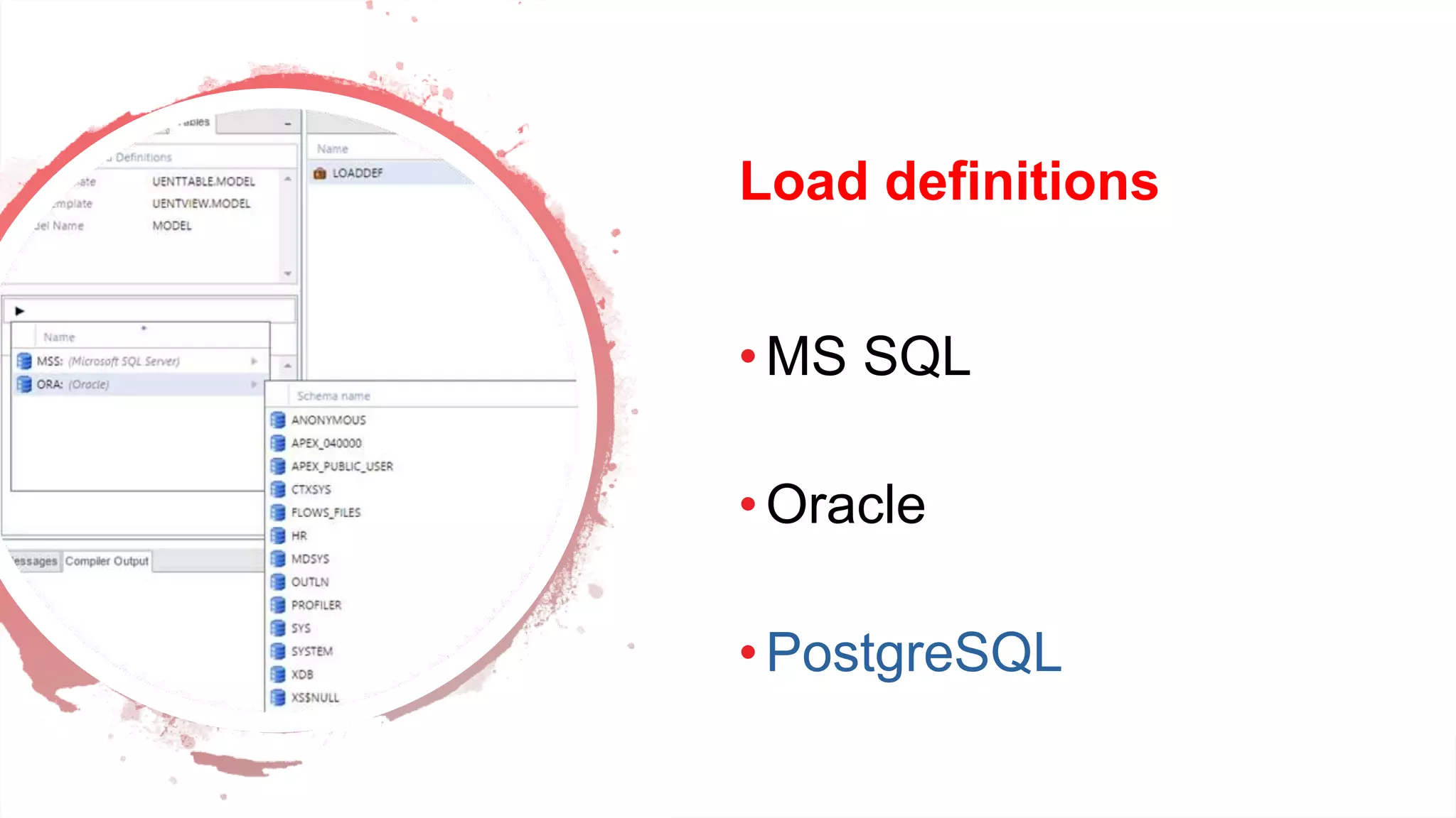 Dev Conf
Load definitions
•MS SQL
•Oracle
•PostgreSQL
 