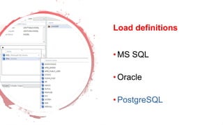 Dev Conf
Load definitions
•MS SQL
•Oracle
•PostgreSQL
 