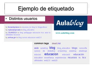 Ejemplo de etiquetado Distintos usuarios www.aulablog.com 