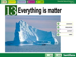 Everything is matter  CONTENTS RESOURCES ACTIVITY LINKS HOME RESOURCES ACTIVITY LINKS CONTENTS CLOSE BACK 